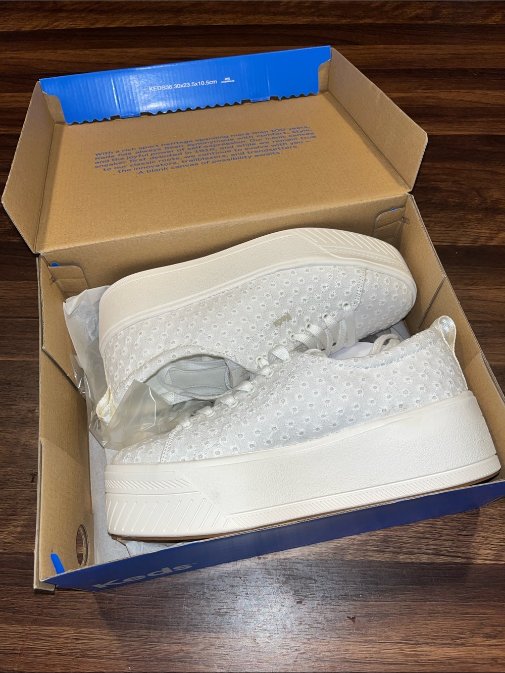Keds Women’s Platform Eyelet Sneakers - White - Picture 3 of 7